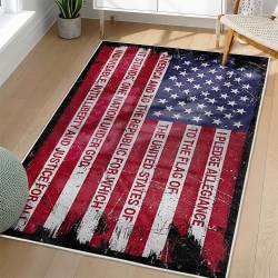 Personalized 4th of July Area Rug American Flag Patriotic Non-Slip Carpet Home Decor Gift 4O7R100