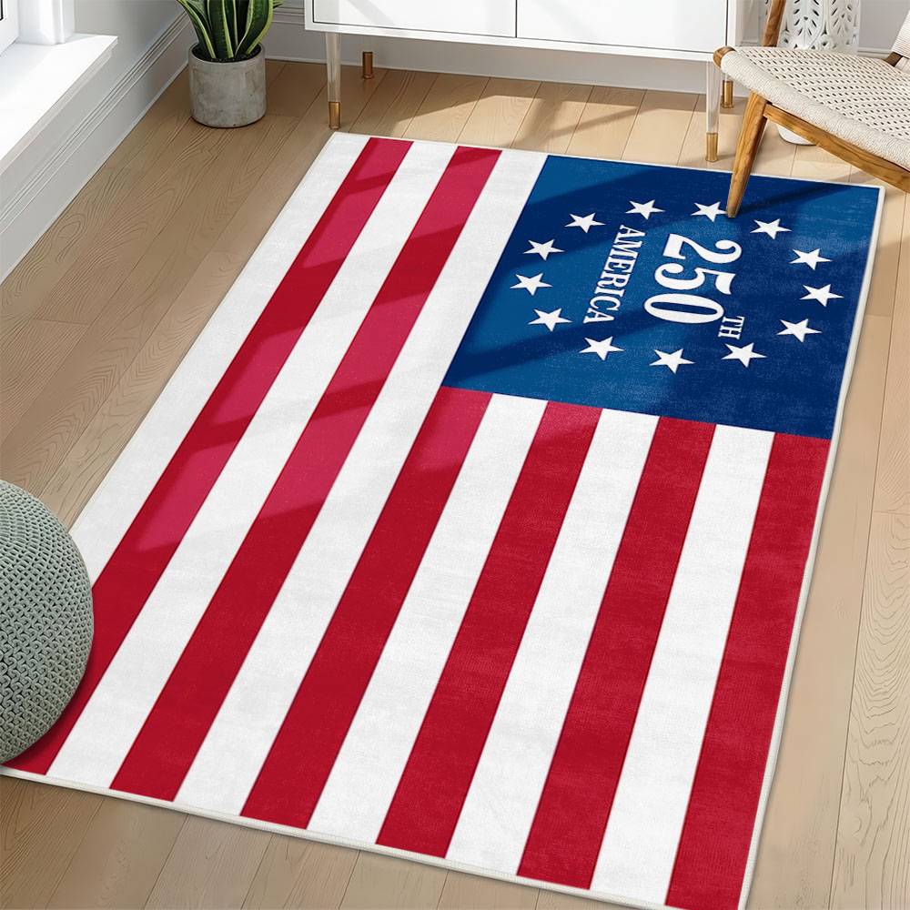 Personalized 4th of July Area Rug American Flag Patriotic Non-Slip Carpet Home Decor Gift 4O7R102