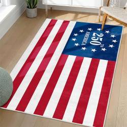 Personalized 4th of July Area Rug American Flag Patriotic Non-Slip Carpet Home Decor Gift 4O7R102
