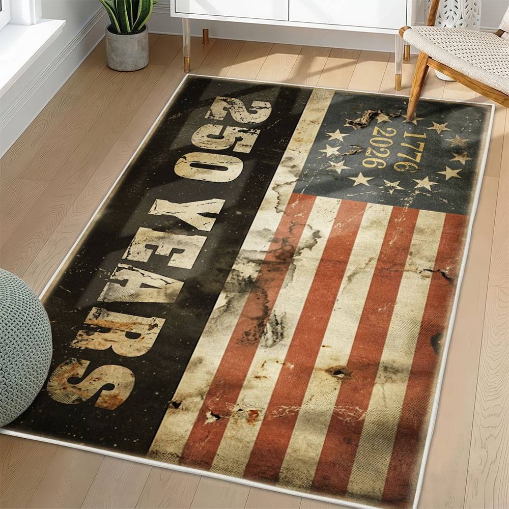 Personalized 4th of July Area Rug American Flag Patriotic Non-Slip Carpet Home Decor Gift 4O7R103