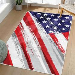 Personalized 4th of July Area Rug American Flag Patriotic Non-Slip Carpet Home Decor Gift 4O7R13