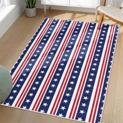 Personalized 4th of July Area Rug American Flag Patriotic Non-Slip Carpet Home Decor Gift 4O7R22