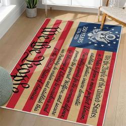 Personalized 4th of July Area Rug American Flag Patriotic Non-Slip Carpet Home Decor Gift 4O7R23
