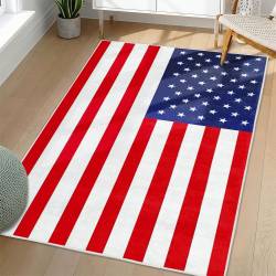 Personalized 4th of July Area Rug American Flag Patriotic Non-Slip Carpet Home Decor Gift 4O7R24