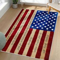 Personalized 4th of July Area Rug American Flag Patriotic Non-Slip Carpet Home Decor Gift 4O7R25