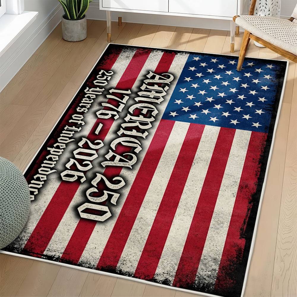 Personalized 4th of July Area Rug American Flag Patriotic Non-Slip Carpet Home Decor Gift 4O7R35