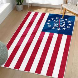 Personalized 4th of July Area Rug American Flag Patriotic Non-Slip Carpet Home Decor Gift 4O7R49