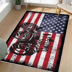 Personalized 4th of July Area Rug American Flag Patriotic Non-Slip Carpet Home Decor Gift 4O7R53