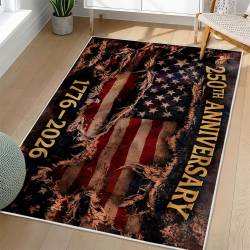 Personalized 4th of July Area Rug American Flag Patriotic Non-Slip Carpet Home Decor Gift 4O7R64