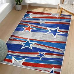 Personalized 4th of July Area Rug American Flag Patriotic Non-Slip Carpet Home Decor Gift 4O7R69