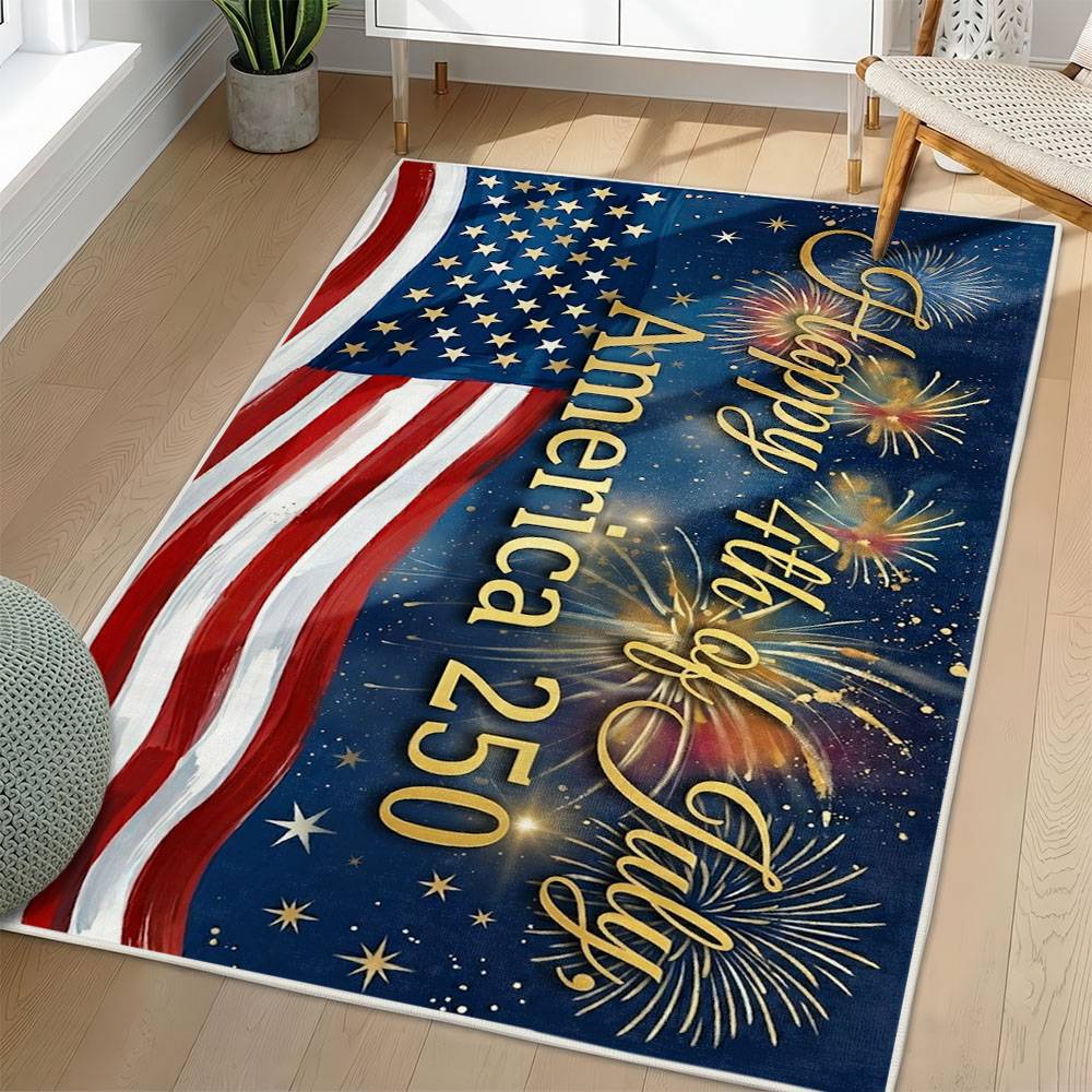 Personalized 4th of July Area Rug American Flag Patriotic Non-Slip Carpet Home Decor Gift 4O7R72