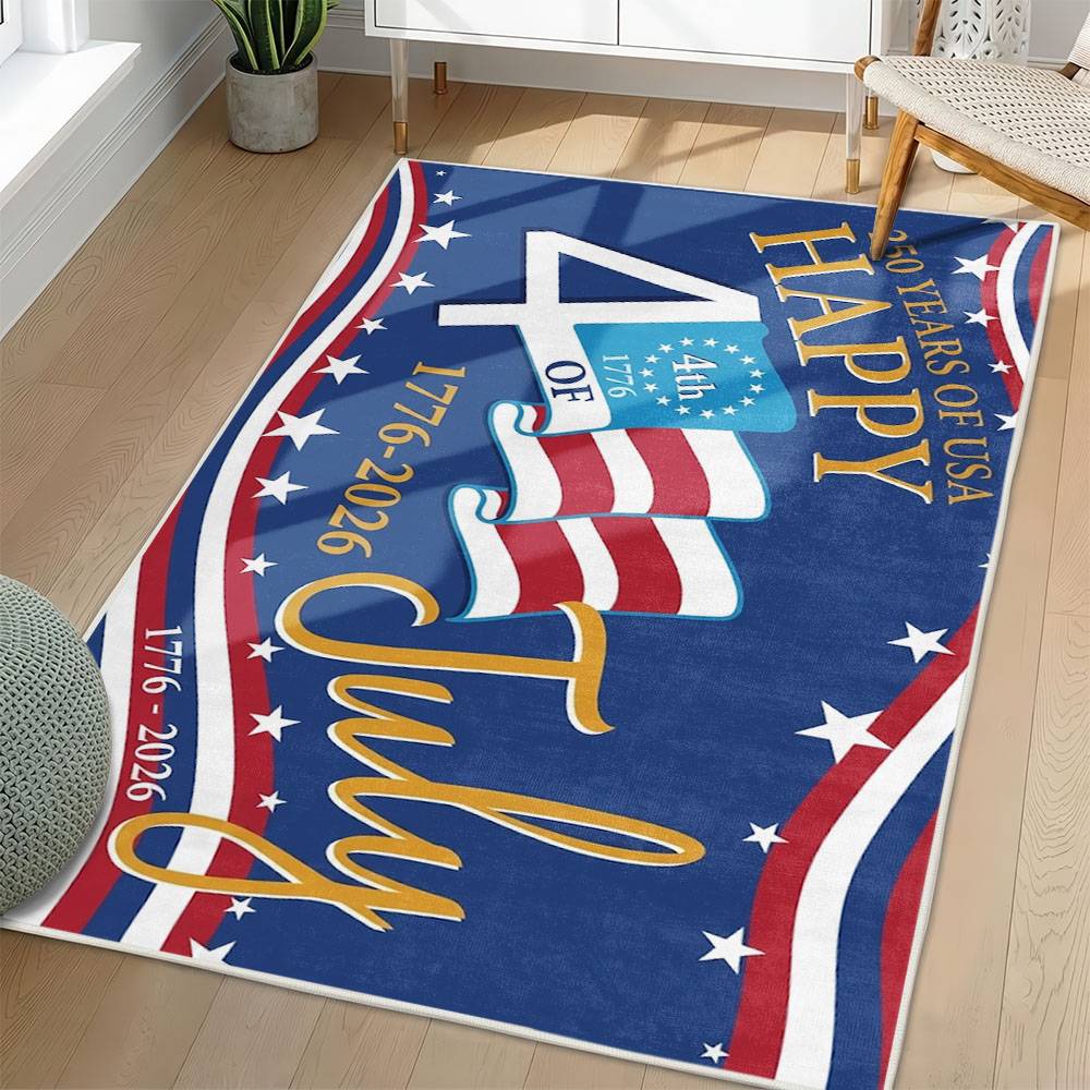 Personalized 4th of July Area Rug American Flag Patriotic Non-Slip Carpet Home Decor Gift 4O7R76