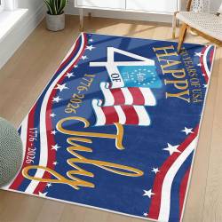 Personalized 4th of July Area Rug American Flag Patriotic Non-Slip Carpet Home Decor Gift 4O7R76