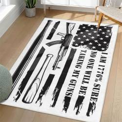Personalized 4th of July Area Rug American Flag Patriotic Non-Slip Carpet Home Decor Gift 4O7R8