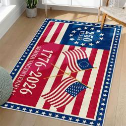 Personalized 4th of July Area Rug American Flag Patriotic Non-Slip Carpet Home Decor Gift 4O7R82