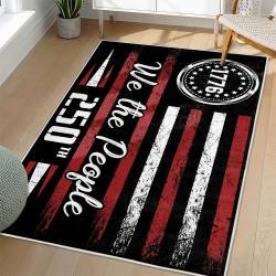 Personalized 4th of July Area Rug American Flag Patriotic Non-Slip Carpet Home Decor Gift 4O7R94
