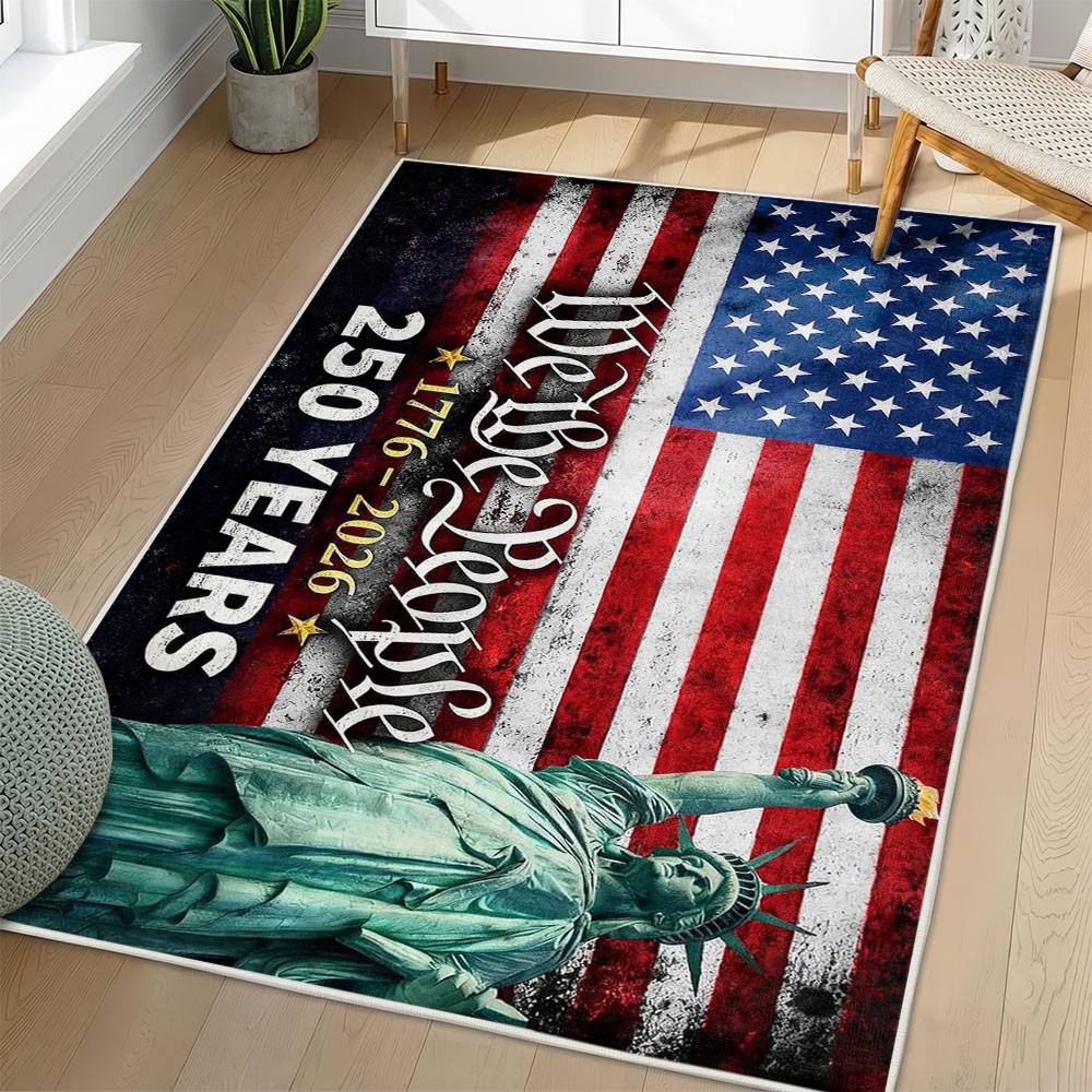 Personalized 4th of July Area Rug American Flag Patriotic Non-Slip Carpet Home Decor Gift 4O7R97