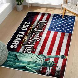 Personalized 4th of July Area Rug American Flag Patriotic Non-Slip Carpet Home Decor Gift 4O7R97