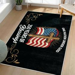 Personalized 4th of July Area Rug American Flag Patriotic Non-Slip Carpet Home Decor Gift 4O7R98