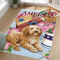 Personalized 4th of July Area Rug Cocker Spaniel Dog Patriotic Non-Slip Carpet Home Decor Gift 4O7R87