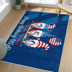 Personalized 4th of July Area Rug Gnomes Patriotic Non-Slip Carpet Home Decor Gift 4O7R101
