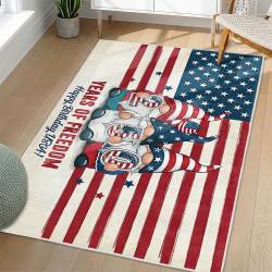 Personalized 4th of July Area Rug Gnomes Patriotic Non-Slip Carpet Home Decor Gift 4O7R38