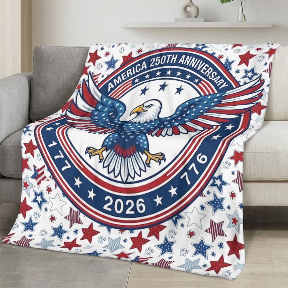 Personalized 4th of July Fleece Blanket Soft Plush American Eagle Patriotic Family Gift 4O7FB104