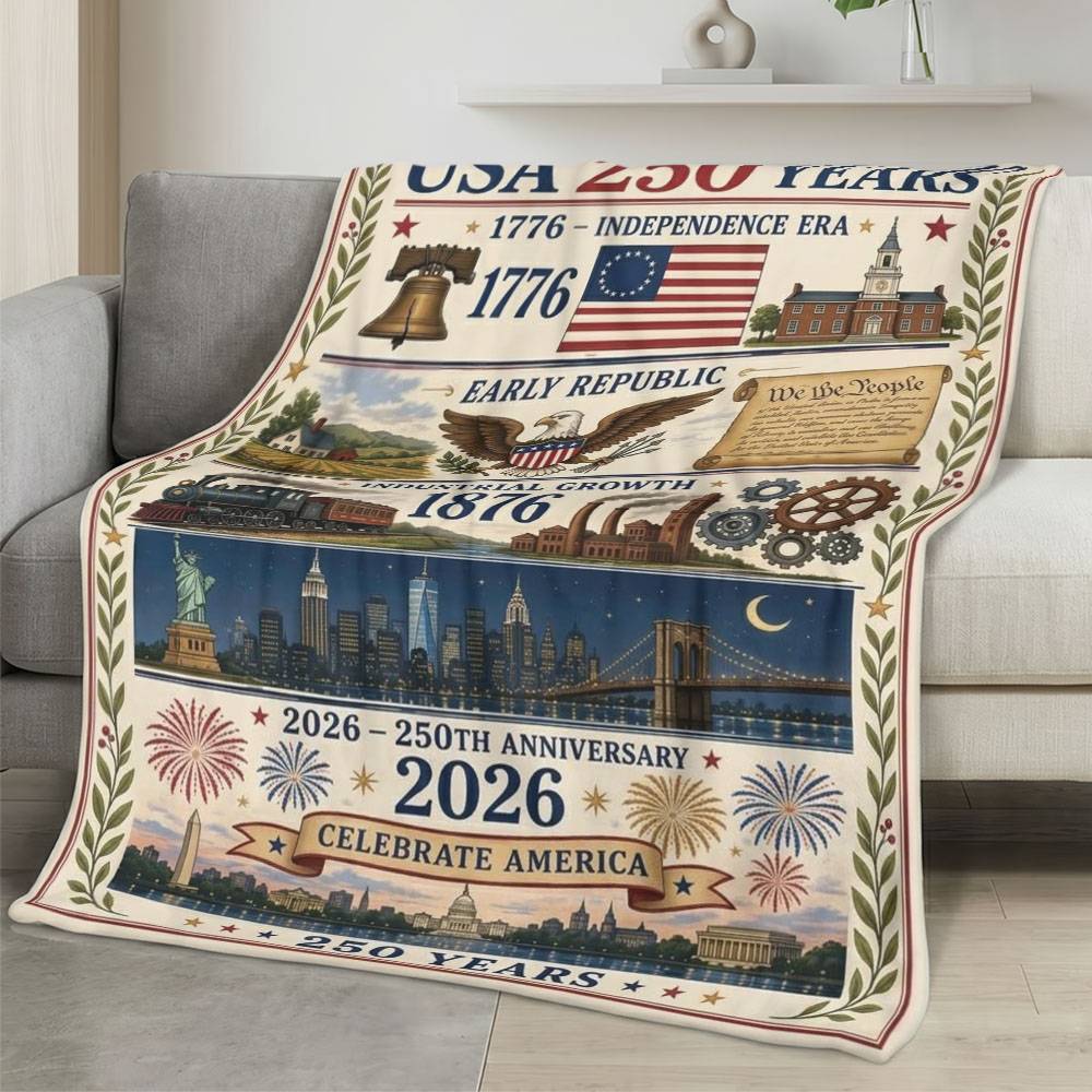 Personalized 4th of July Fleece Blanket Soft Plush American Eagle Patriotic Family Gift 4O7FB105