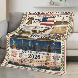 Personalized 4th of July Fleece Blanket Soft Plush American Eagle Patriotic Family Gift 4O7FB105