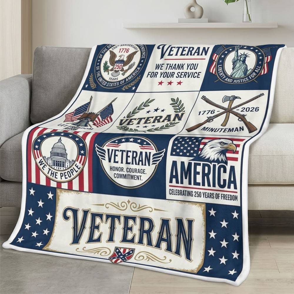 Personalized 4th of July Fleece Blanket Soft Plush American Eagle Patriotic Family Gift 4O7FB111