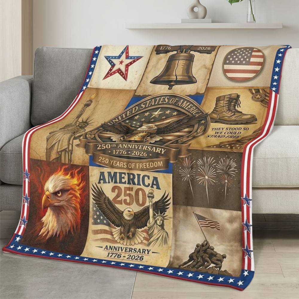 Personalized 4th of July Fleece Blanket Soft Plush American Eagle Patriotic Family Gift 4O7FB113