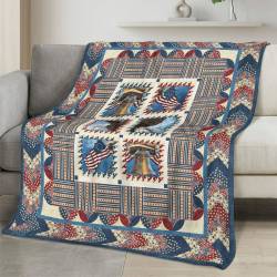 Personalized 4th of July Fleece Blanket Soft Plush American Eagle Patriotic Family Gift 4O7FB116