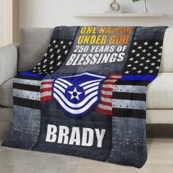 Personalized 4th of July Fleece Blanket Soft Plush American Eagle Patriotic Family Gift 4O7FB117