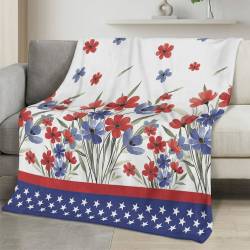 Personalized 4th of July Fleece Blanket Soft Plush American Eagle Patriotic Family Gift 4O7FB118