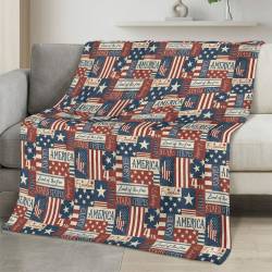 Personalized 4th of July Fleece Blanket Soft Plush American Eagle Patriotic Family Gift 4O7FB119
