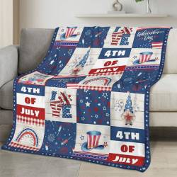 Personalized 4th of July Fleece Blanket Soft Plush American Eagle Patriotic Family Gift 4O7FB120