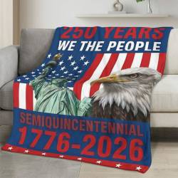 Personalized 4th of July Fleece Blanket Soft Plush American Eagle Patriotic Family Gift 4O7FB123