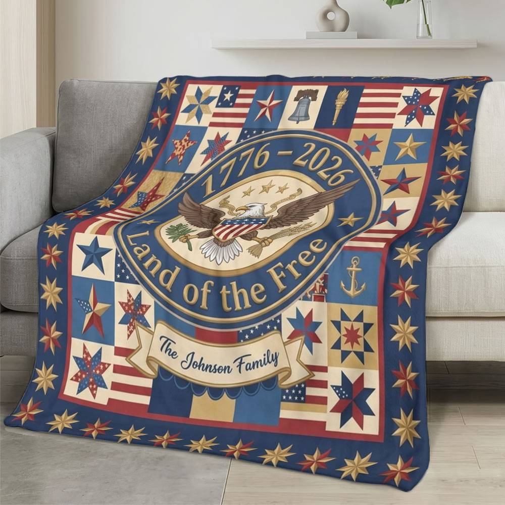 Personalized 4th of July Fleece Blanket Soft Plush American Eagle Patriotic Family Gift 4O7FB13