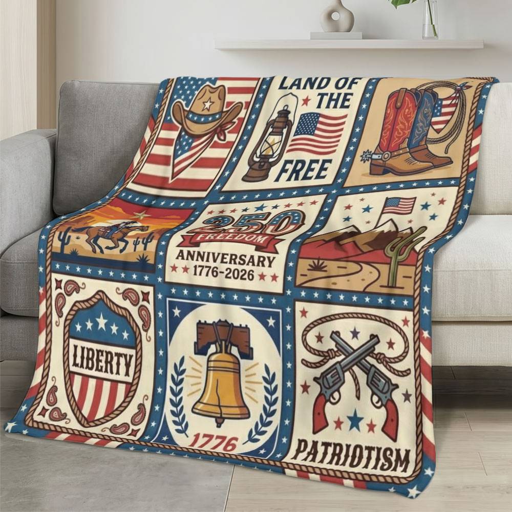 Personalized 4th of July Fleece Blanket Soft Plush American Eagle Patriotic Family Gift 4O7FB14