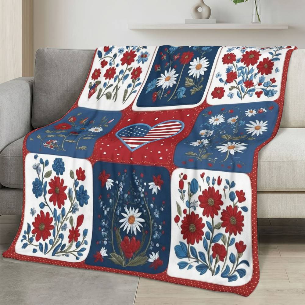 Personalized 4th of July Fleece Blanket Soft Plush American Eagle Patriotic Family Gift 4O7FB15
