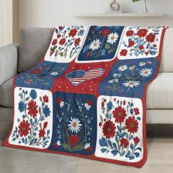 Personalized 4th of July Fleece Blanket Soft Plush American Eagle Patriotic Family Gift 4O7FB15