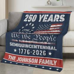 Personalized 4th of July Fleece Blanket Soft Plush American Eagle Patriotic Family Gift 4O7FB20