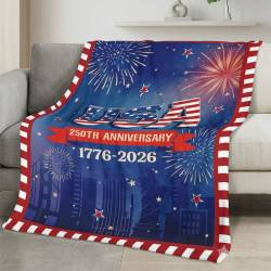 Personalized 4th of July Fleece Blanket Soft Plush American Eagle Patriotic Family Gift 4O7FB22