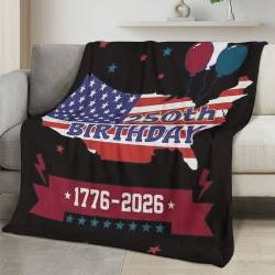 Personalized 4th of July Fleece Blanket Soft Plush American Eagle Patriotic Family Gift 4O7FB23