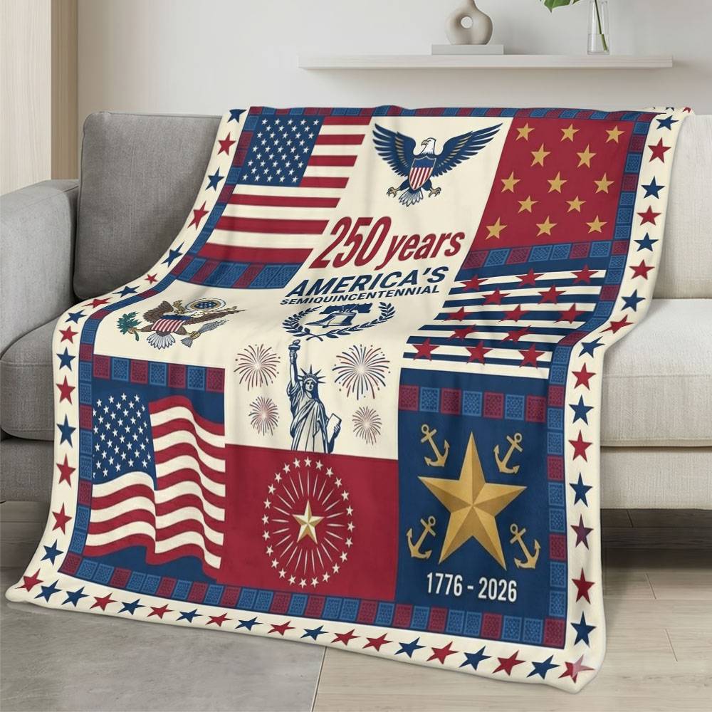 Personalized 4th of July Fleece Blanket Soft Plush American Eagle Patriotic Family Gift 4O7FB26