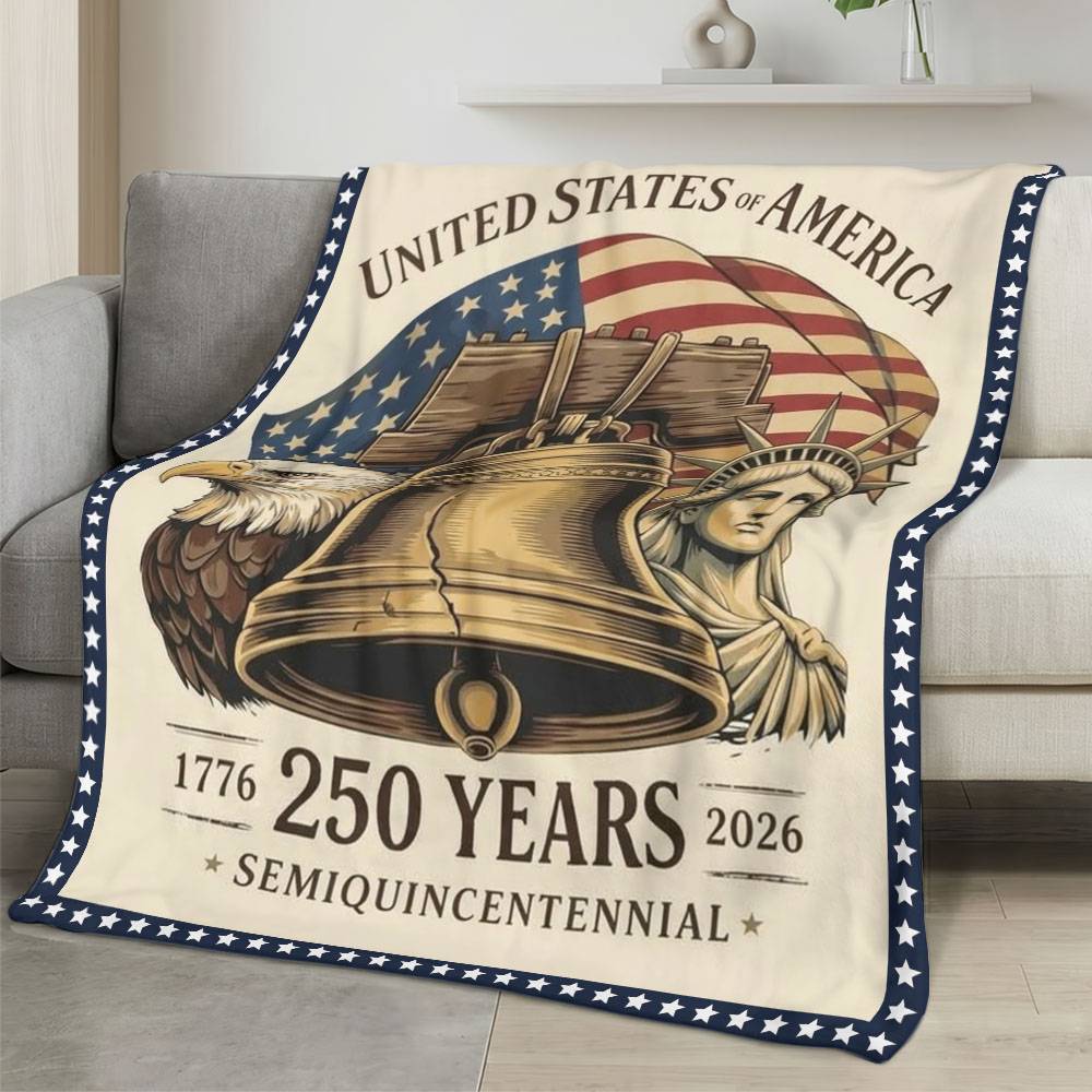 Personalized 4th of July Fleece Blanket Soft Plush American Eagle Patriotic Family Gift 4O7FB29