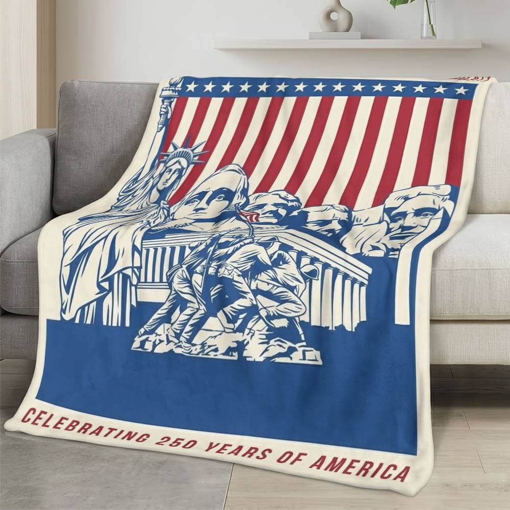 Personalized 4th of July Fleece Blanket Soft Plush American Eagle Patriotic Family Gift 4O7FB3