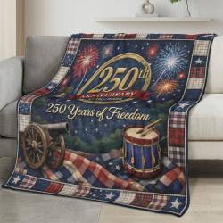 Personalized 4th of July Fleece Blanket Soft Plush American Eagle Patriotic Family Gift 4O7FB30
