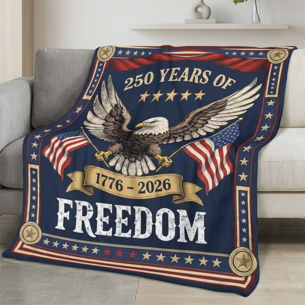 Personalized 4th of July Fleece Blanket Soft Plush American Eagle Patriotic Family Gift 4O7FB33
