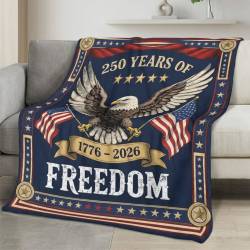 Personalized 4th of July Fleece Blanket Soft Plush American Eagle Patriotic Family Gift 4O7FB33